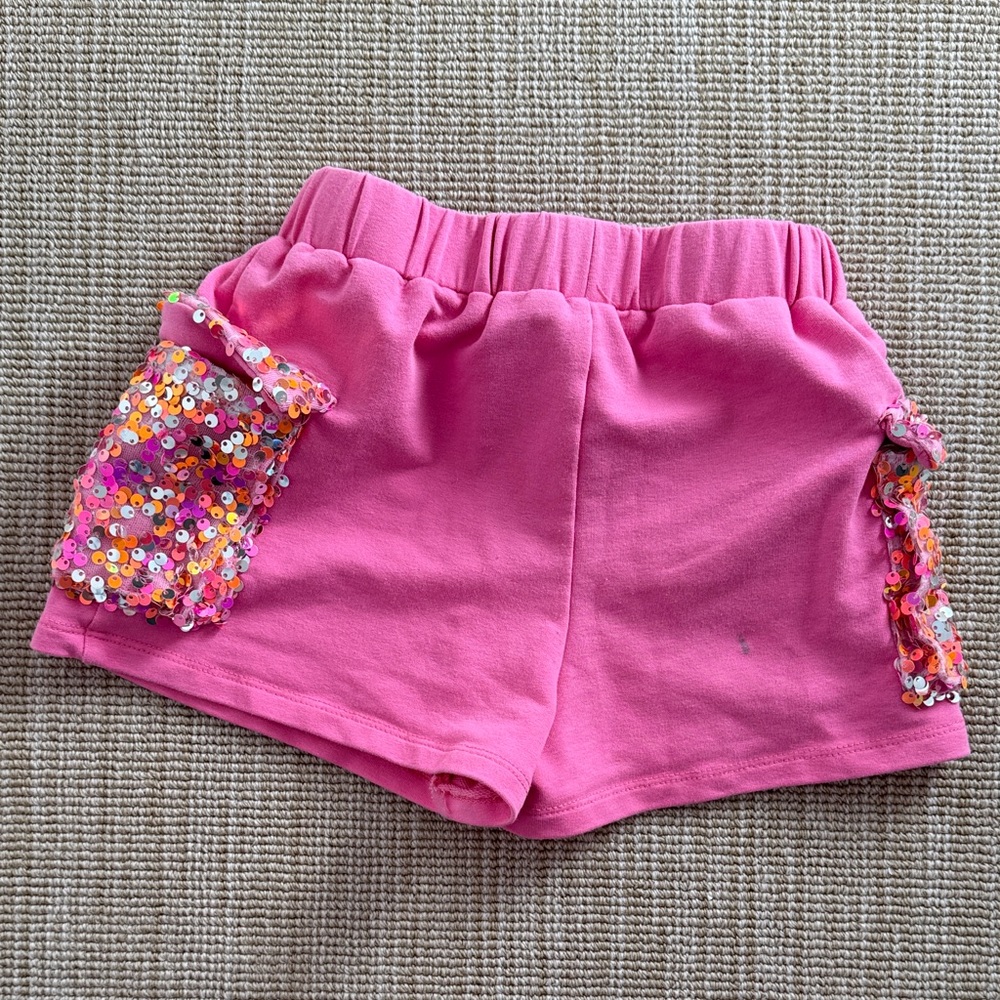 Pink Shorts with Sequin Pocket - Picture 3 of 3